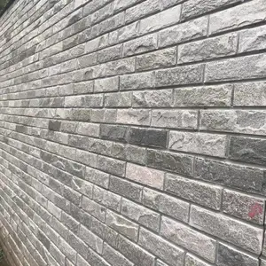 灰白色外墙毛石 粉石英蘑菇石 石屹室外文化石装修材料