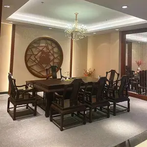热爱休闲紫光檀茶桌 交趾黄檀大红酸枝茶几办公茶台7件套简约大气