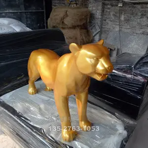 仿真金色豹 ***豹子 店面装饰摆件 园林景观摆件