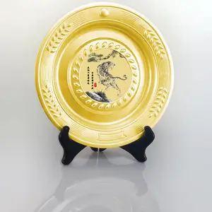 金属纪念盘定做 锌合金复古奖盘定制 学院纪念颁奖浮雕圆盘制作