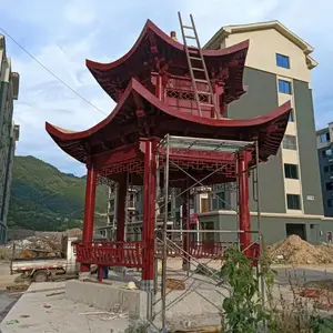 成都景观木亭子_单层六角亭_双层亭子榫卯结构