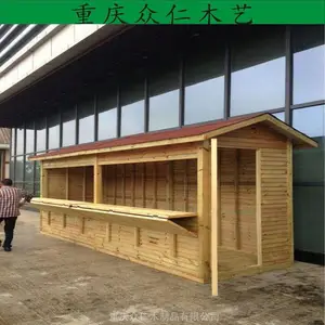 户外实木岗亭 防腐木景区售货亭 木制移动售货车设计 众仁木艺