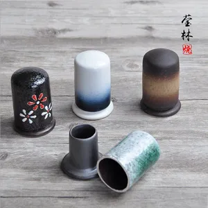 日式创意牙签筒陶瓷餐厅复古牙签罐牙签盒饭店酒店餐桌牙签盅手绘