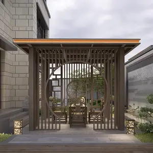 新中式凉亭 简约现代铝合金凉亭 田园新古典乡村亭子 明清复古怀旧凉亭