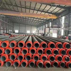 小区供暖工程保温管厂家直销，478*7黑夹克聚氨酯泡沫保温管