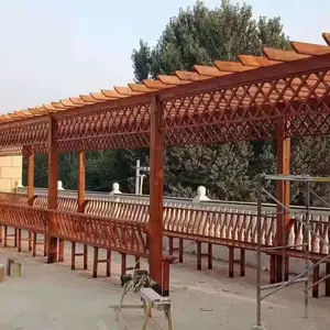 石家庄防腐木凉亭搭建-防腐木廊架景观工程施工-木栈道栅栏平面-早来防腐木工程
