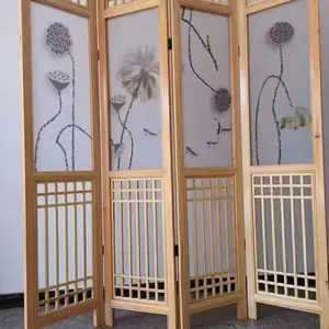 实木复古彩纹实木屏风隔断/实木花窗/精品酒店中式空间功能隔断