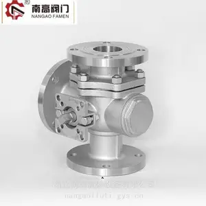 316L不锈钢三通法兰球阀 Q45F?40P 化工管道用合流切换阀南高厂家