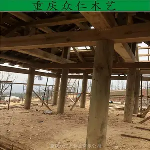 武隆樟子松茅草长廊 实木仿古长廊游廊 防腐木古风长廊 众仁木艺