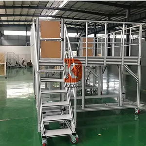 福永铝合金跨线梯-仓库库房取货登高梯-沙井注塑机上下料专业铝合金登高梯平台