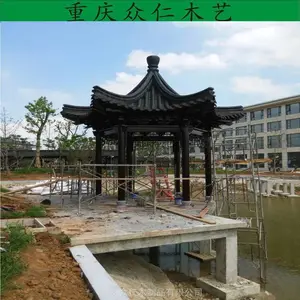 泸州景区仿古实木亭子 樟子松古典凉亭 家用中式凉亭施工安装 众仁木艺