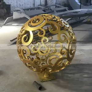 不锈钢镂空球户外景观夜景金属球雕塑酒店草地摆件