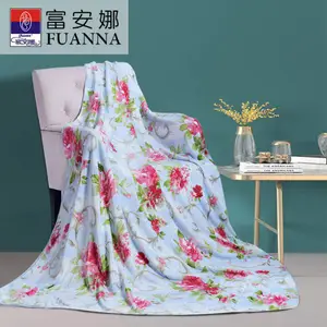 富安娜单层法兰绒毯-摩卡时光 旅行办公午休毯 多用四季毯