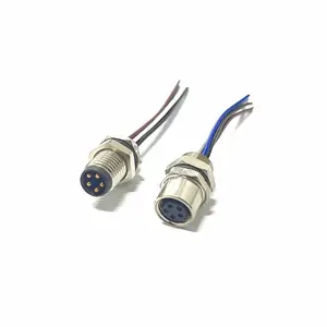 M8焊线式航空插头连接器板端母头前锁IP67级防水工业插头2pin~8芯