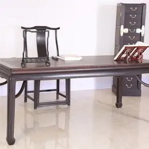 中式书房家具 紫光檀书桌书架款式简单高雅