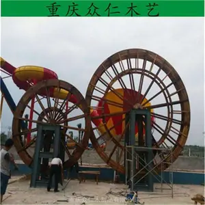 万州公园仿古圆盘水车 防腐木水驱动水车生产 众仁木艺