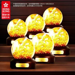 金箔水晶球厂家批发代加工定制铜箔水球仿金箔水球系列商务礼品