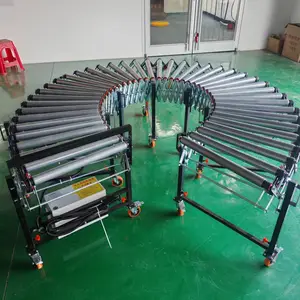 动力滚轮传送带 快递纸箱输送线便携式滚筒线 可移动伸缩滚筒输