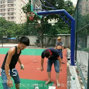 学校运动场预埋式篮球架 圆管固定式独臂篮球架 体育场篮球架厂家生产销售