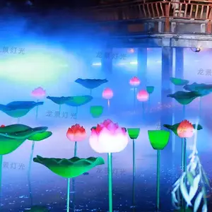 PE荷花灯水池莲花灯景区水池塘湖面装饰荷花景观漂浮灯