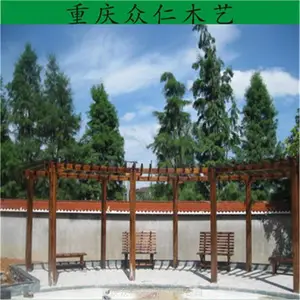 邻水景区芬兰木花架 防腐木庭院栅栏 景区木制平台栏杆批发 众仁 木艺
