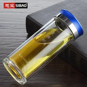 思宝玻璃杯批发定制总代理 华夏情怀双层水晶玻璃杯团购