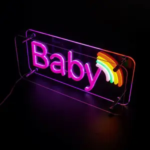 baby彩虹霓虹灯台式桌面造型灯房间发光字氛围厂家直销 led灯牌
