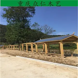 巫溪樟子松仿古廊道 传统榫卯结构长廊 菠萝格琉璃瓦长廊施工安装 众仁木艺