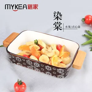 谜家/MYKEA 陶瓷竹木创意方形盘餐具J1704153S
