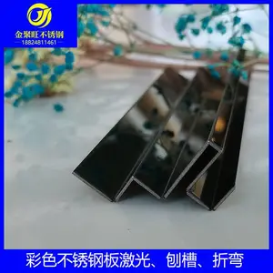 304不锈钢黑色装饰条 半圆边框黑钛金 一字压边门窗收边条玫瑰金