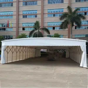 白云仓库移动雨蓬烧烤排挡雨棚电动推拉雨蓬仓库伸缩移动雨棚