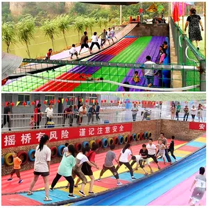 网红桥摆摆桥户外大型景区水上拓展吊桥设备充气防护气垫厂家直销
