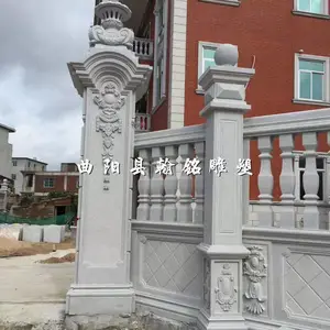 定做大理石门柱 别墅大门柱子 石雕方柱摆件 门口立柱 欧式罗马柱