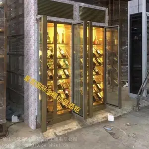 皇宫国际金属玫瑰金不锈钢恒温酒柜展示柜酒架酒窖设计