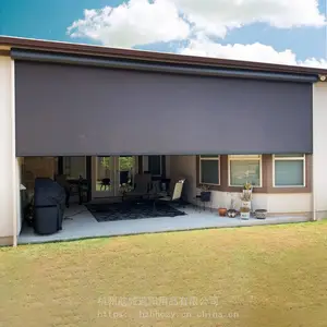 航城遮阳 电动防风卷帘户外遮阳隔热断帘开放阳台垂直玻璃房升降防雨尘蚊虫