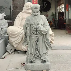 青石雕刻土地公站像 户外神龛***石雕土地公土地婆