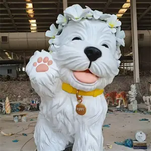 玻璃钢仿真狗狗雕塑 卡通动物造型柯基哈士奇景观摆件