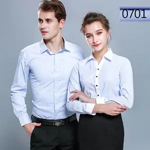 竖条纹男女衬衫定制 员工工作衬衫穿着舒适棉质衬衫厂家