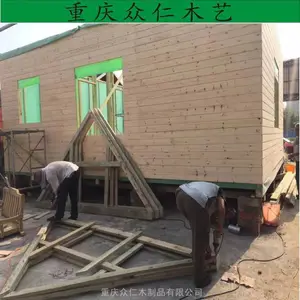 城口景区防腐木景观木屋 碳化木木屋别墅 防腐木现代木房子批发 众仁木艺