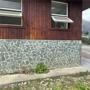 文旅风 青石板铺地石 外墙贴片石文化石 青绿色冰裂纹碎拼石