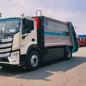 欧曼15方纯电动压缩垃圾车 环卫垃圾压缩车 后挂桶垃圾处理车