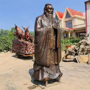 大型铸铜孔子铜像定制 户外广场校园人物孔夫子雕像制作园林景观