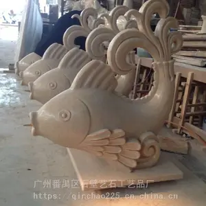 喷水池景观鲤鱼小品|别墅庭院蓄水池喷水鱼摆件|石雕喷水鱼雕塑