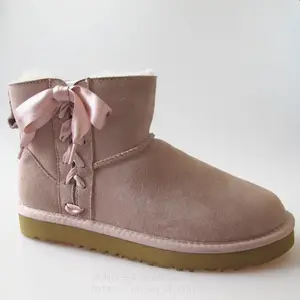 广州鞋厂 ugg雪地靴低筒经典款系带胡蝴蝶结羊毛短靴
