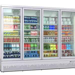 摩雪四门饮料柜冷藏风冷冰柜超市便利店保鲜柜酒水商用出口冷柜