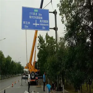 双悬臂标志杆 鑫熙厂家供应高速悬臂警戒交通标志牌