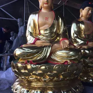 佛像厂家批发/释迦摩尼佛像/三宝佛/药师佛贴金彩绘
