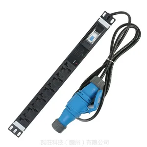 Gowone 购旺 PDU机柜插座万用孔插排 32A输入工业连接器6位16A双用孔工业防雷+空气开关