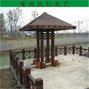 桐梓实木彩绘凉亭 防腐木双檐古建凉亭 防腐木茅草凉亭施工安装 众仁木艺