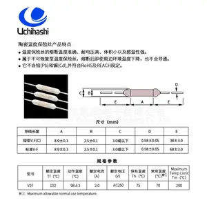 RoHS温度熔断器，日本内桥V2F电机过热保护器
